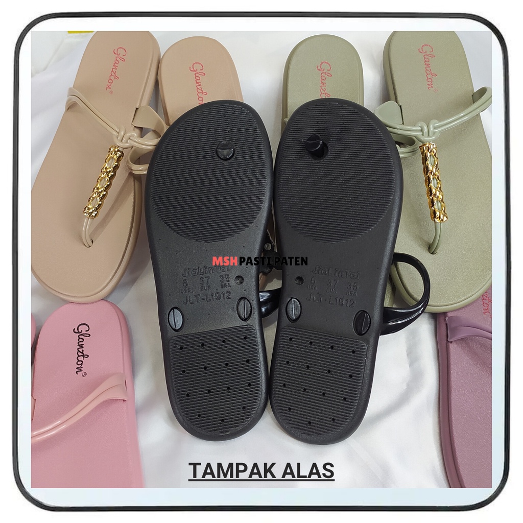 Glanzton 1912 Sandal Flat Jelly Wanita Dewasa Sandal Teplek Import