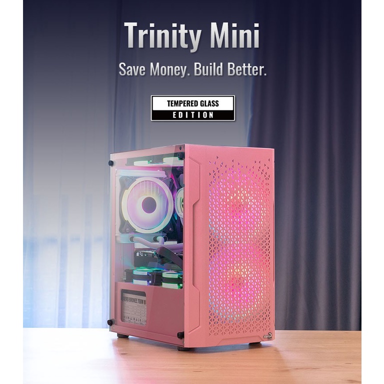 Jual Aerocool Trinity Mini V2 Tempered Glass mATX Gaming Case Pink Shopee Indonesia
