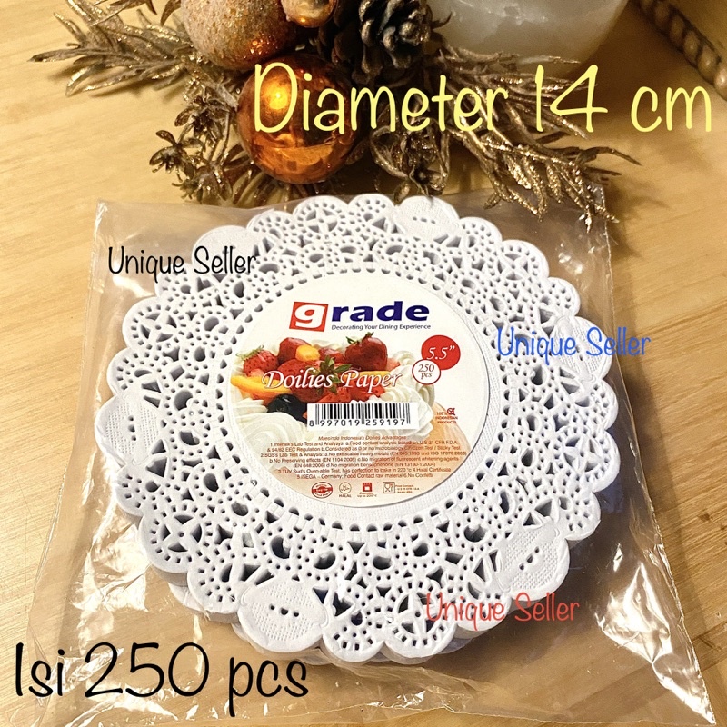 [250 pcs] Doilies Paper Bulat Putih 5,5 5.5 Diameter 14 cm / Alas Kertas Toples 500 gram / Paper Doilies Round Grade Putih 5.5 / Kertas Alas Renda 5.5” / Alas Renda 5,5 / Alas Toples 500gram 500gr / Doily Doyly Paper 5.5 5,5