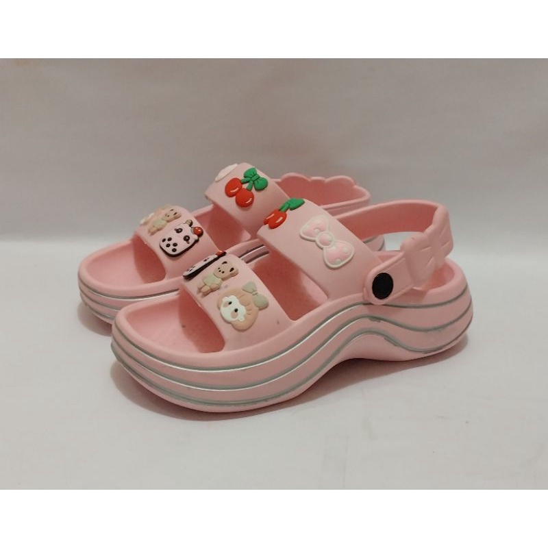 Sepatu Sandal Wedges Remaja Dewasa S36-40 Sepatu Sendal Wedges Karakter Lucu Boneka Buah