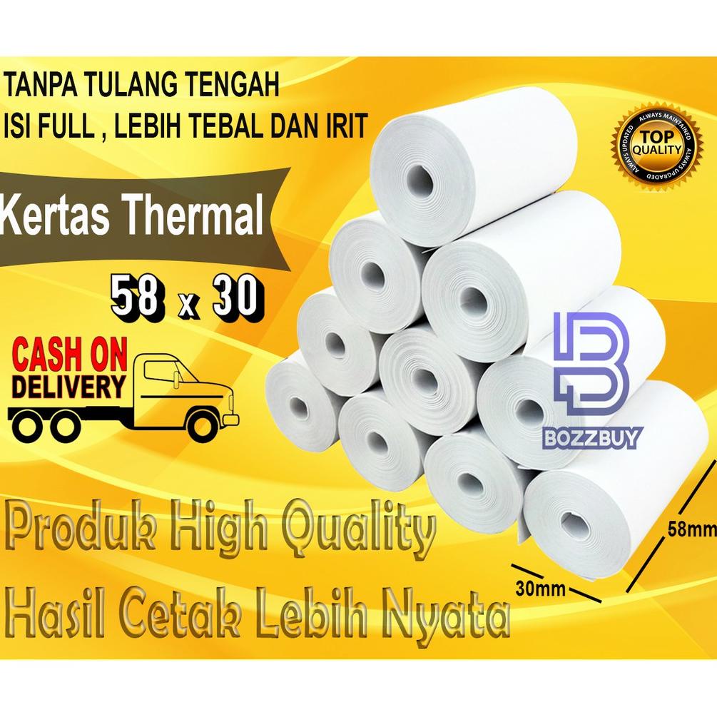 

[KODE PRODUK 6BW0I8777] Bozzbuy - Paket 10 Roll Kertas Printer Thermal 58mm x 30mm
