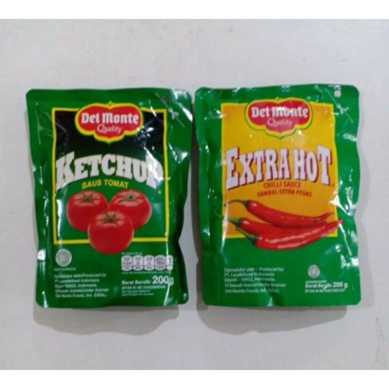 Saus saos tomat tomato sambal extra hot chili sauce pedas del monte 200 gram gr Halal ketchup sauce