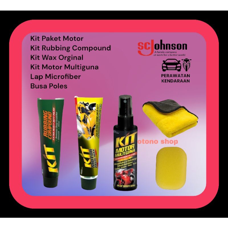 Kit Paket Motor - Kit Rubbing Compound,Kit Wax Orginal,Kit Motor Multiguna,Busa Poles,Lap Microfiber