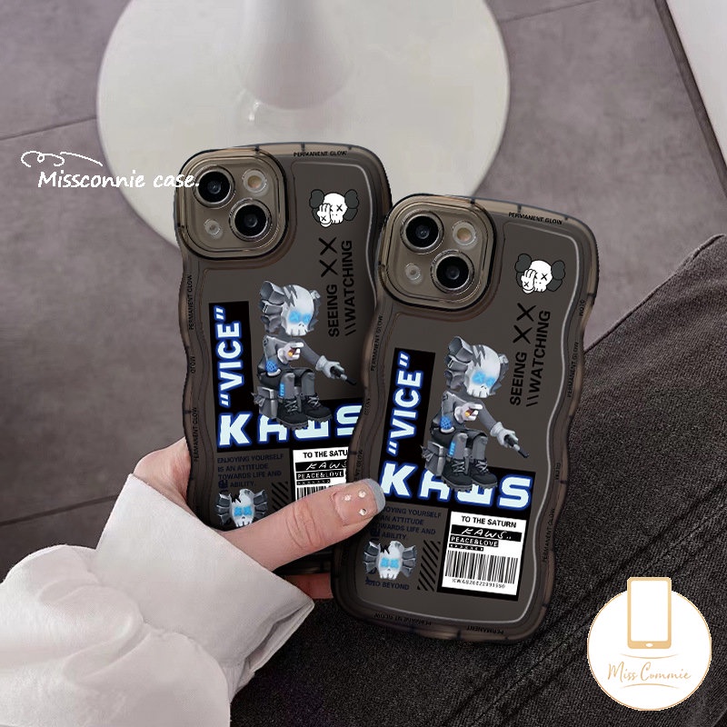 Casing Untuk Samsung A14 A04 A53 A32 A04s A12 A13 A21s A52 A22 A52s A03s A04E A23 A50 A50s A11 A33 A02s A31 A30s A20 A51 M22 Fashion Kartun Beruang Kekelent Kaws Wavy Edge Soft TPU Case