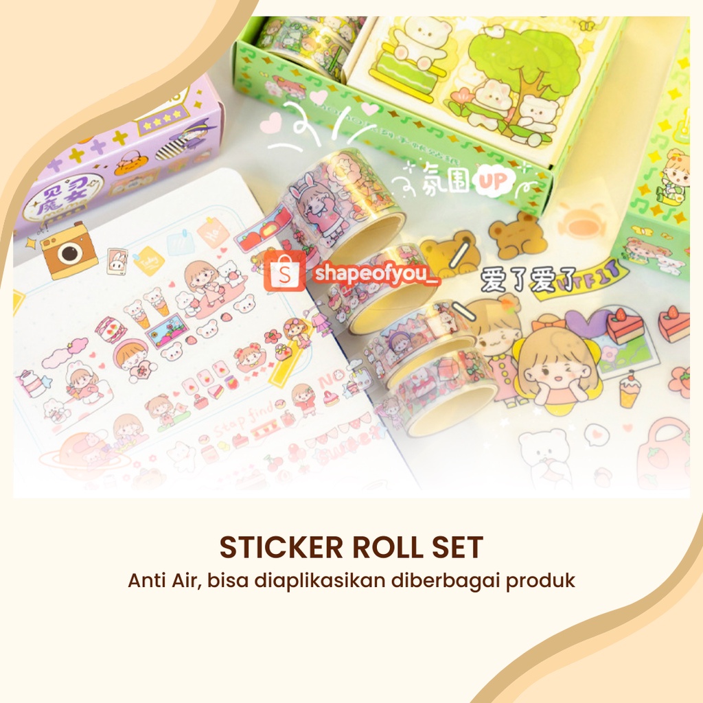 Sticker Set Diary Book Aesthetic Sticker Deco Stiker Tumblr Botol Hp Laptop Stiker 2D Plastik Lucu Viral Sticker DIY Waterproof Aesthetic Tahan Air