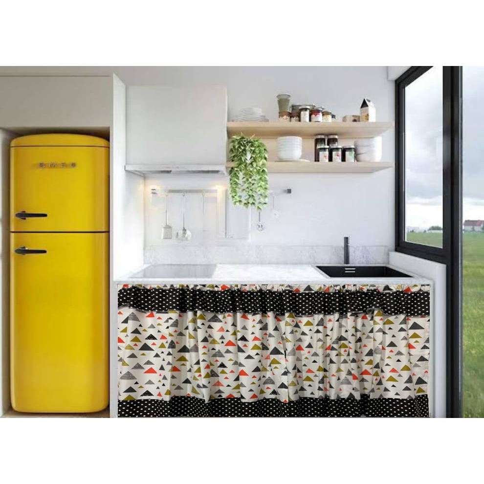 Gorden meja kompor/hordeng kolong dapur