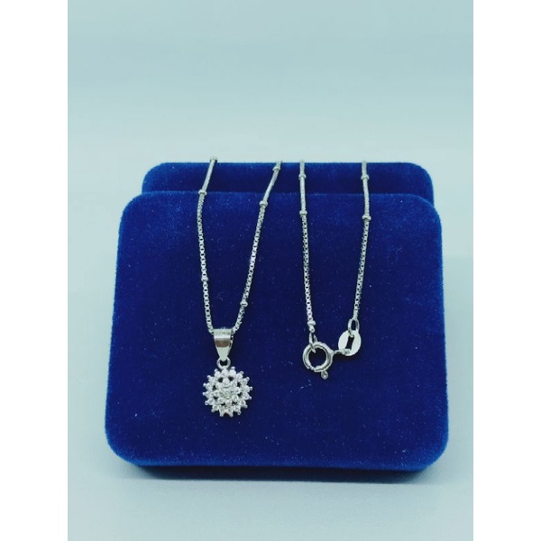 kalung itali jedar + liontin bunga mp full/ kalung perak asli silver 925 lapis emas / kalung fashion wanita terbaru