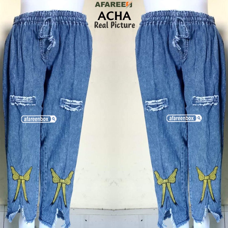 AFAREEN - Acha Jumbo Pants Celana Jeans Kulot Boyfriend Jumbo Baggy Jeans Bordil Pita BB 50-100 Kg