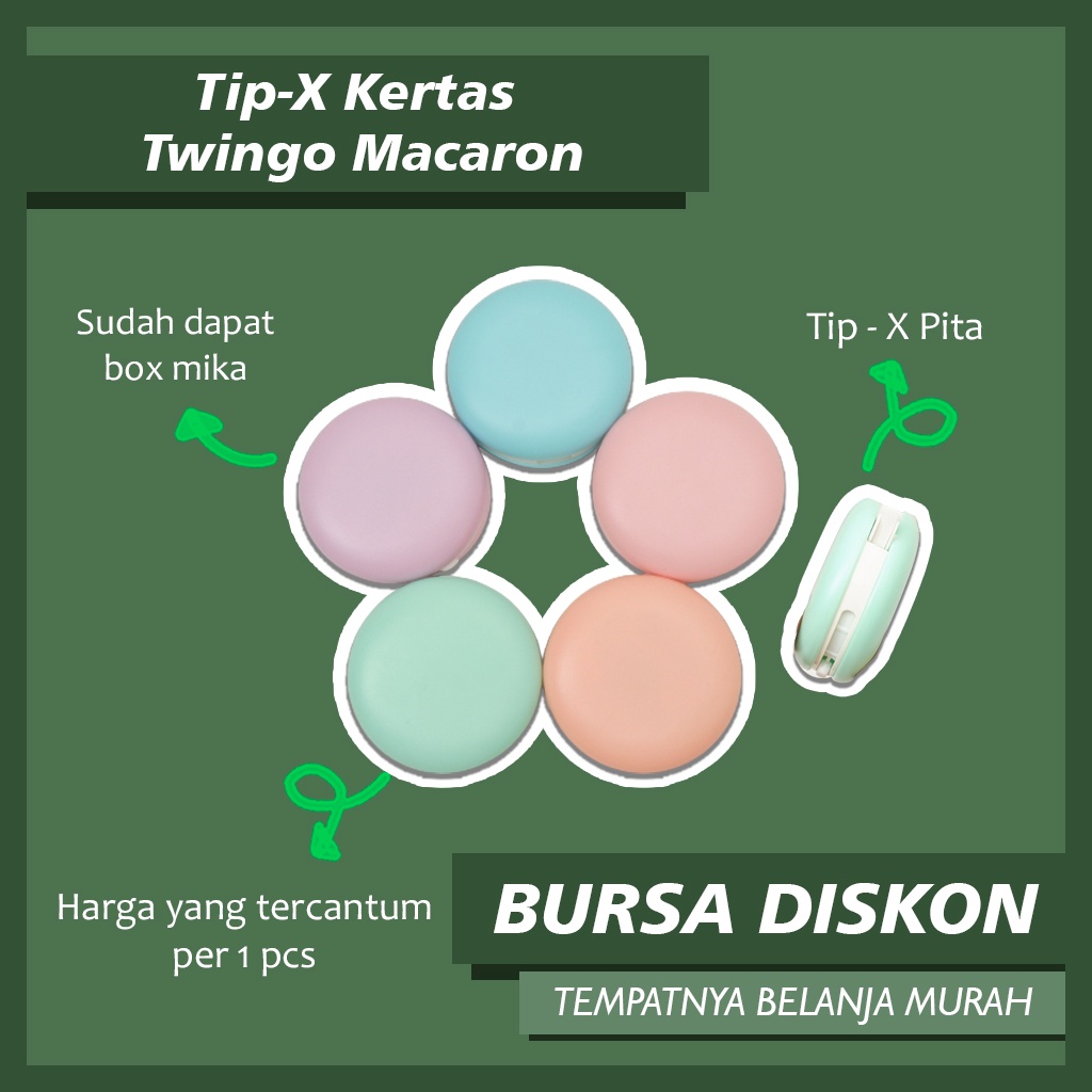 

Tip - X Kertas Twingo Macaron Correction Tape Kertas Tip-Ex Tipex Pastel