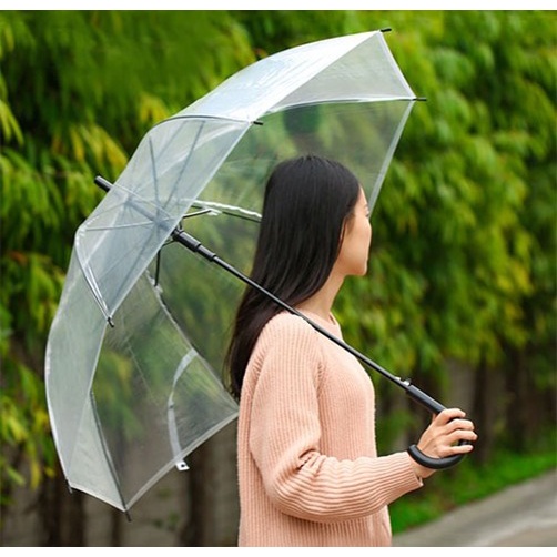 Payung Lipat Bening Umbrella Transparan Polos Style Korea Jepang Tebal PVC Transparant Photo Studio Prewedding Premium Warna Warni Rainbow Putih