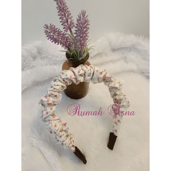 Bando Scrunchie | Bando Korea | Bando scrunchie motif bunga | bando bunga | bando scrunchie besar