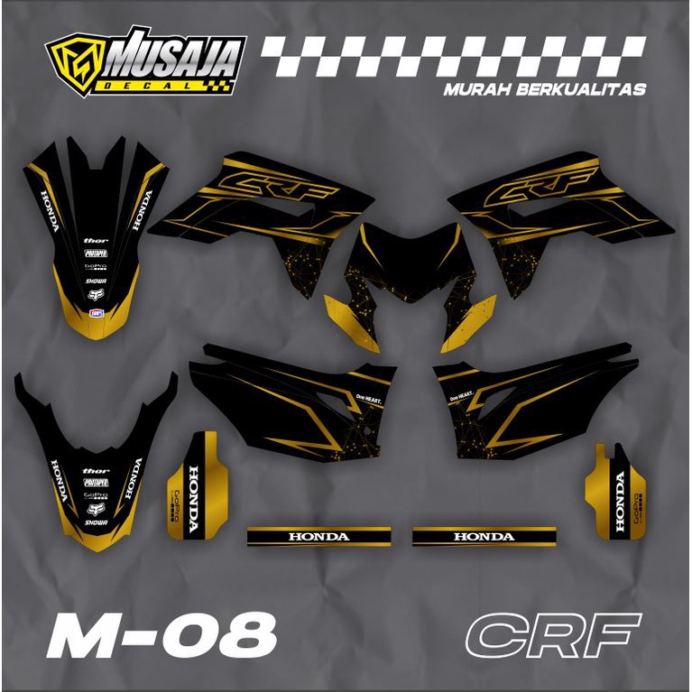 Decal stiker CRF 150L hitam gold simpel - Dekal Crf full body hitam gold