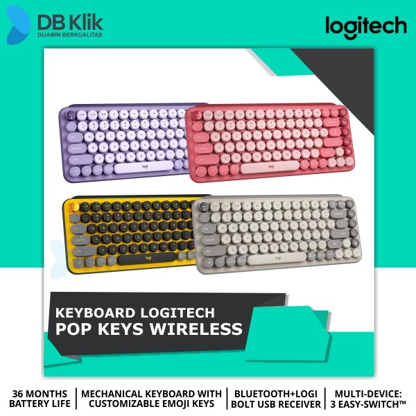 Keyboard Logitech POP Keys Wireless with Mechanical Compact Emoji Keys ~ Logitech Pop