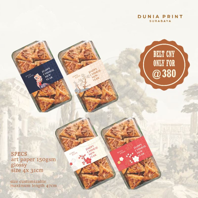 

( ISI 6 PCS ) Belt Label Chinese New Year Imlek Sticker Toples Sincia Hardtop Custom Sleeve CNY Xin nian Label