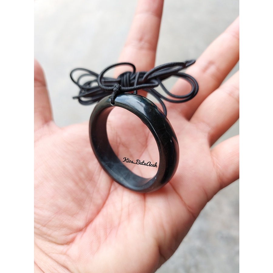 Gelang Cincin Pria Batu Giok Black Jade Asli Aceh Nempel Magnet