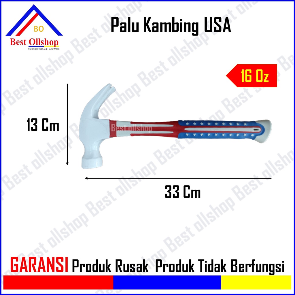 Palu Kambing Gagang Fiber / Claw Hammer Palu Martil Cabut Cukil Cukit Paku 16 Oz USA