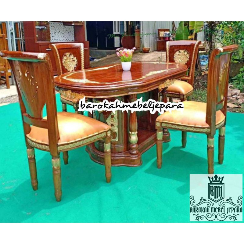 meja makan jati jepara kursi 4