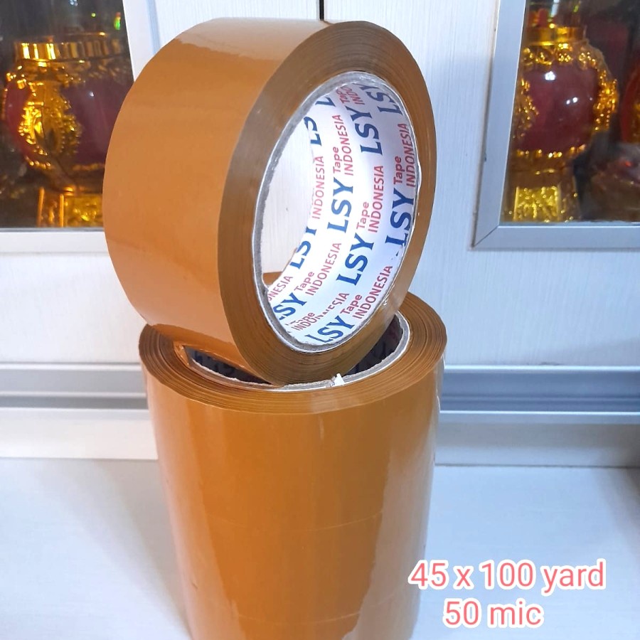 LAKBAN COKLAT 100 YARD LEBAR 45 mm Ketebalan 50 mic LSY TAPE INDONESIA