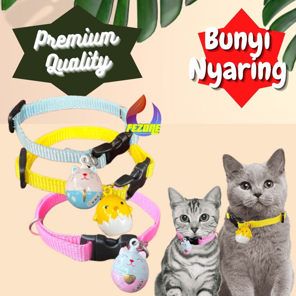 Kalung Kucing Premium Lonceng Karakter / Kalung Kucing Lonceng / Kalung Kucing Premium Motif FEZONE