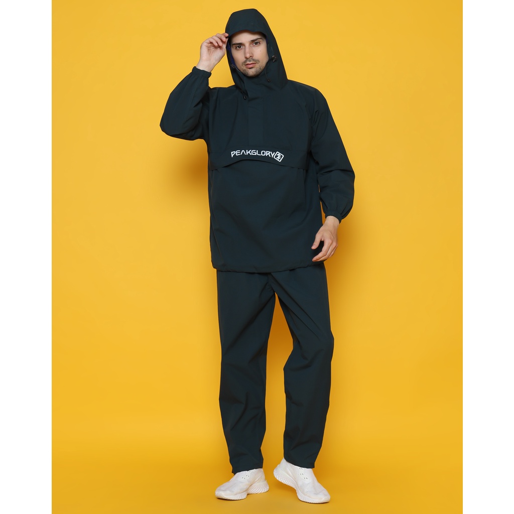 Jas Hujan Setelan Pria Wanita Velocity Bahan Tebal Kuat Elastis ANTI REMBES PEAKGLORY