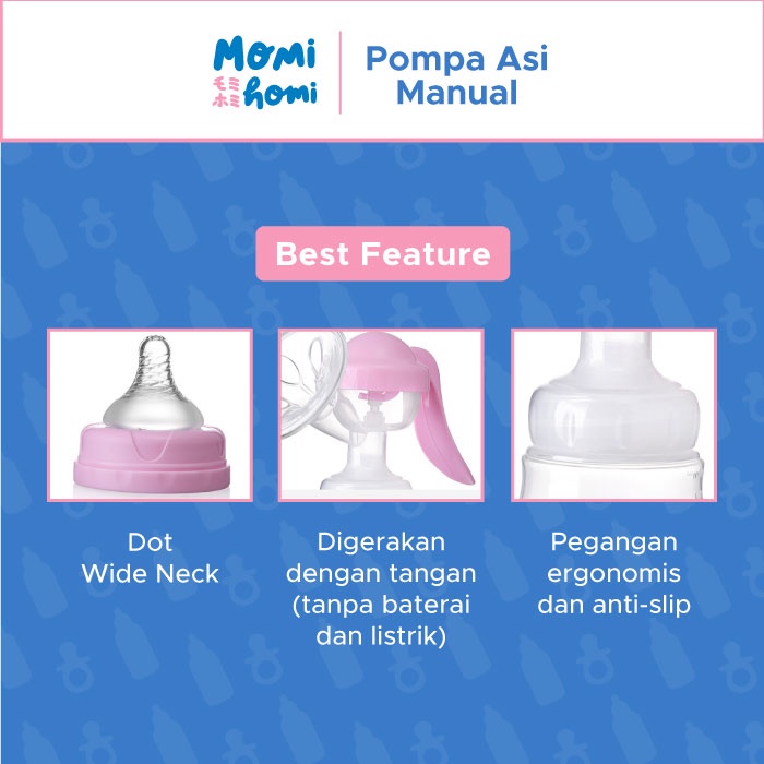 MOMI HOMI Pompa Asi Manual 03 Portable Breast Pump 150ml BPA FREE