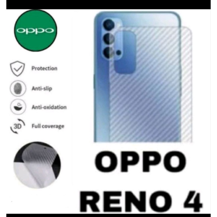 Skin Graskin Carbon Reno 4 Anti jamur belakang transparan