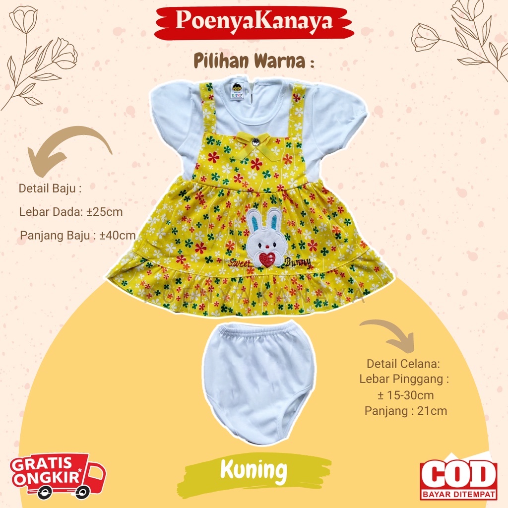 Dress Pendek Bayi Bunga Sweet Bunny Rifky 0-6 Bulan DS01