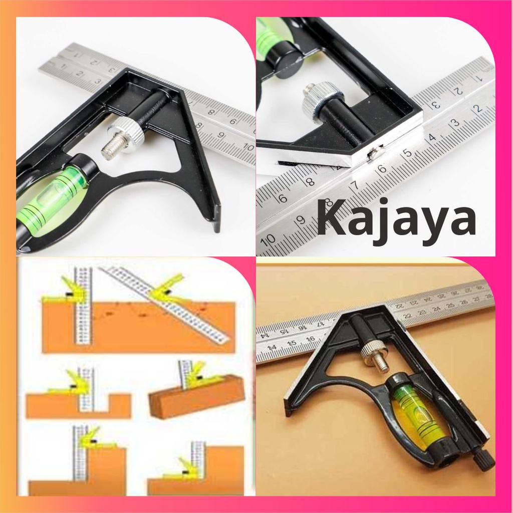 Alat Ukur Sudut Mistar Penggaris Siku Tukang Bangunan Kayu + Waterpass
