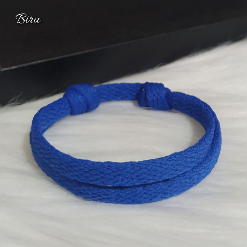 (PerGross) Gelang Simpel Pipih Polos Bahan Tali Prusik Isi 144pcs