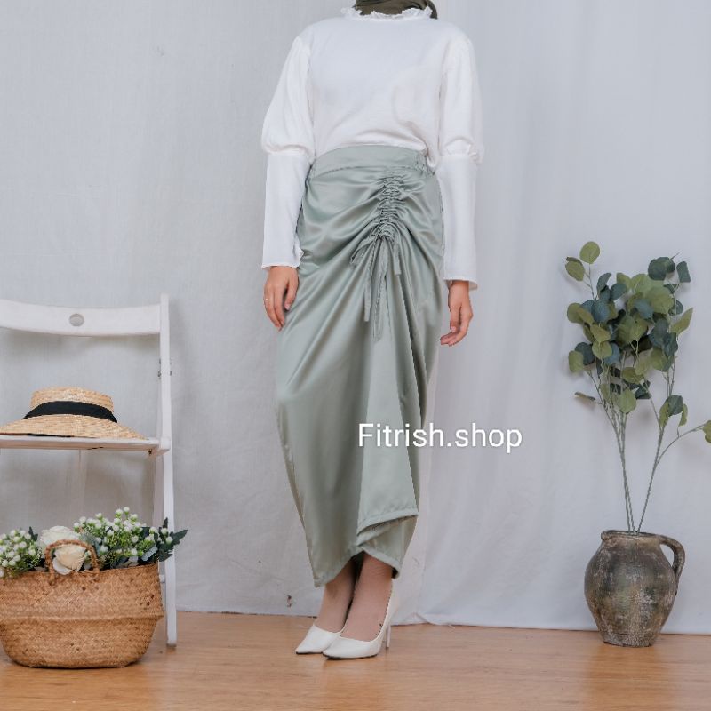 ROK SERUT SATIN /SHASHA SKIRT /ROK SERUT POLOS/ BISA REQUEST PANJANG