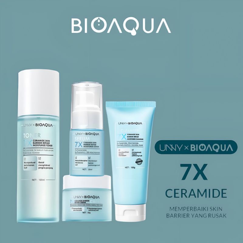 BIOAQUA 7X CERAMIDE SKIN BARRIER REPAIR - Cleanser (Facial Wash) | Moisturizer Cream | Toner | Serum (Moisturize Lotion) | Sunscreen SPF50 ❤ jselectiv ❤ UNNY X BIOAQUA CERAMIDE Series (Alternatif Skintifik) - ORI✔️BPOM✔️SALE✔️COD