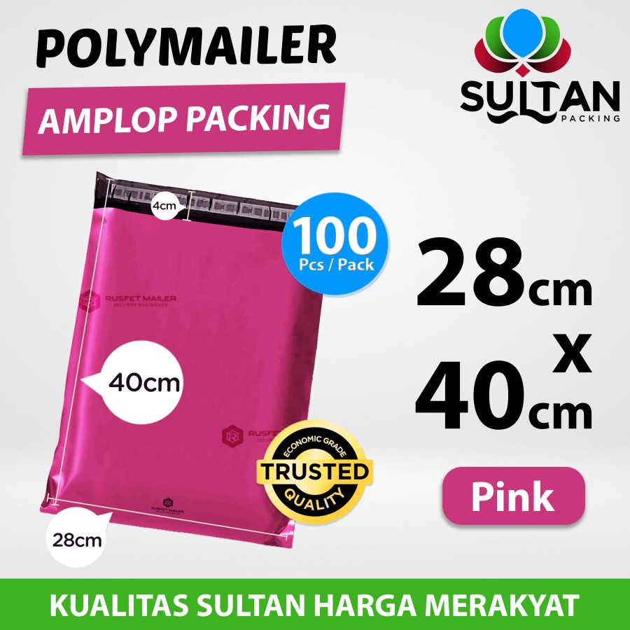 

Polymailer Pack Pink 28x40cm amplop Plastik Packing Olshop Ekonomis