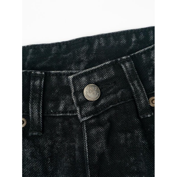 Based Club Exytose Black Washed Denim Long Pants