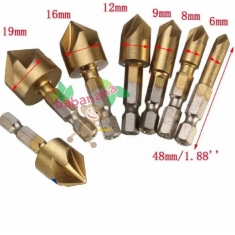 Mata Bor 6pcs kayu alumunium set 6-19mm HSS drill bit lubang hole saw