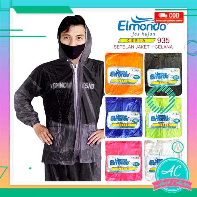 Jas hujan mantol jaket + celana dewasa Elmondo Ceria