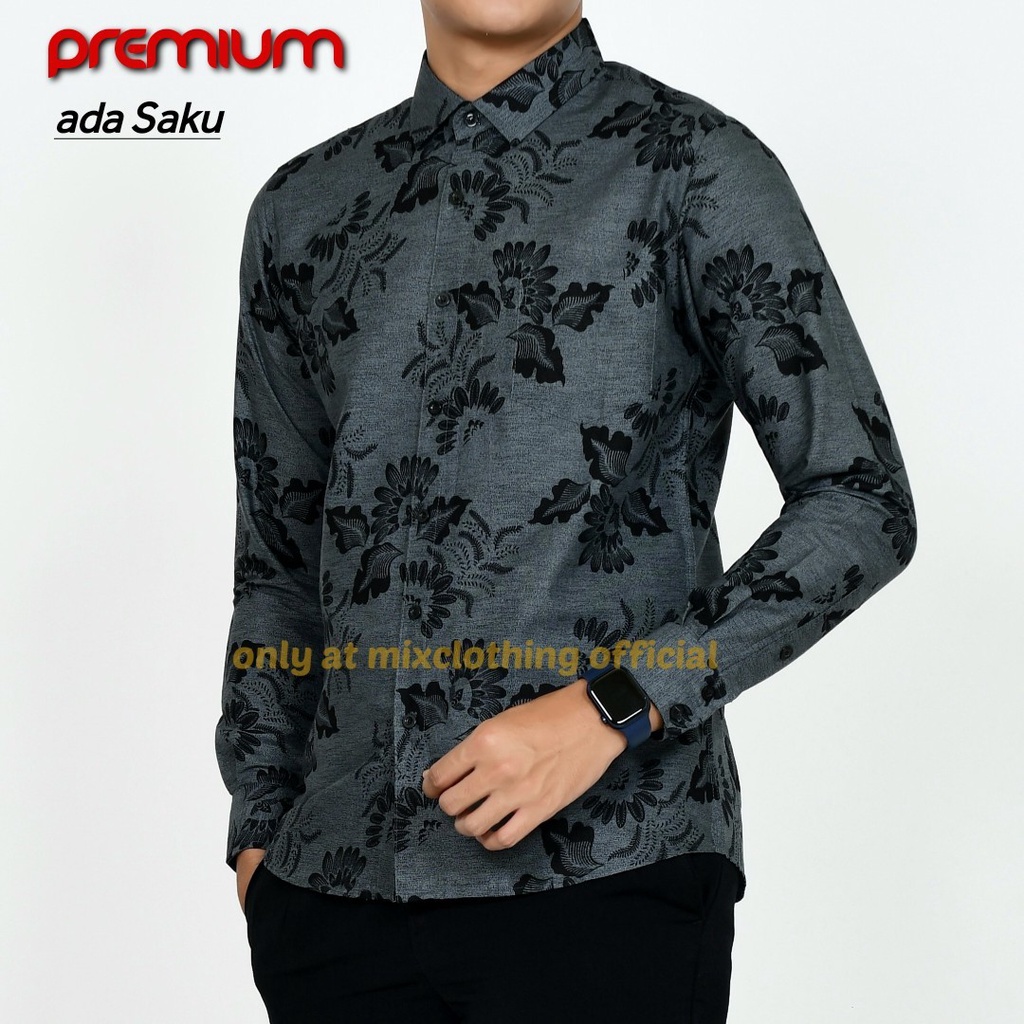 Baju Batik Pria Slimfit Kemeja Lengan Panjang Slim Premium Kode 1895