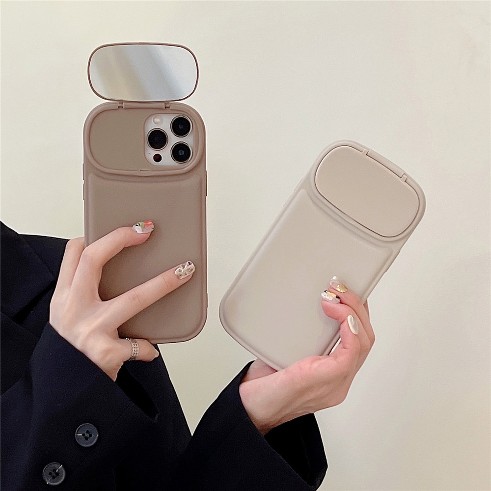 Casing Ponsel Cermin Makeup Untuk iPhone 14 Pro 13 12 11 14 Pro Max Casing Pelindung Kamera XR XS Max X Soft Silicone Cover