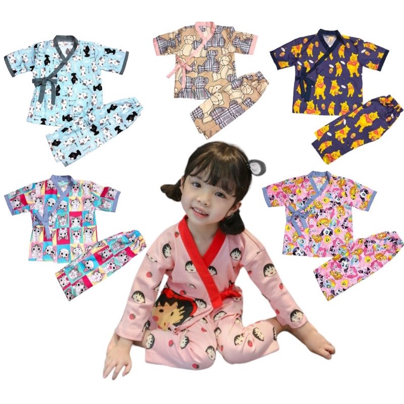 Piyama anak//set kimono anak//baju tidur anak//setelan karakter anak