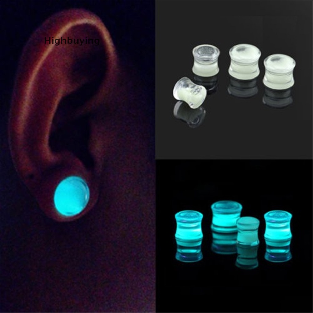 Hbid 1pc Korek Kuping Isi Cairan Glow in the Dark Double Flared Saddle Ear Gauges Glory