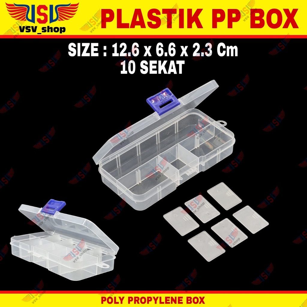 Kotak Plastik 10 Sekat Penyimpanan Box Plastik PP Case Plastic Storage Box QC10