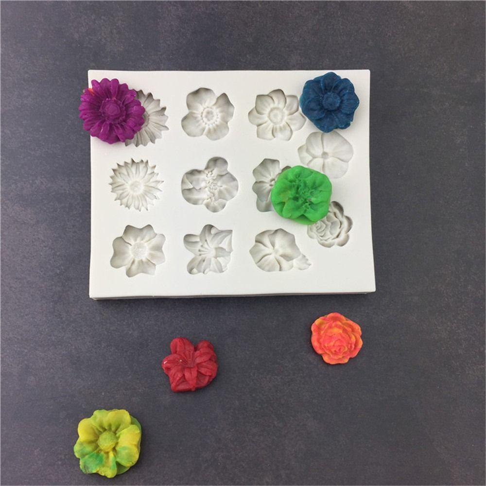 Chookyy Cetakan Silikon Bunga Matahari Mawar Bentuk Clay Tools DIY Craft Handmade 3D Art Wax Mold