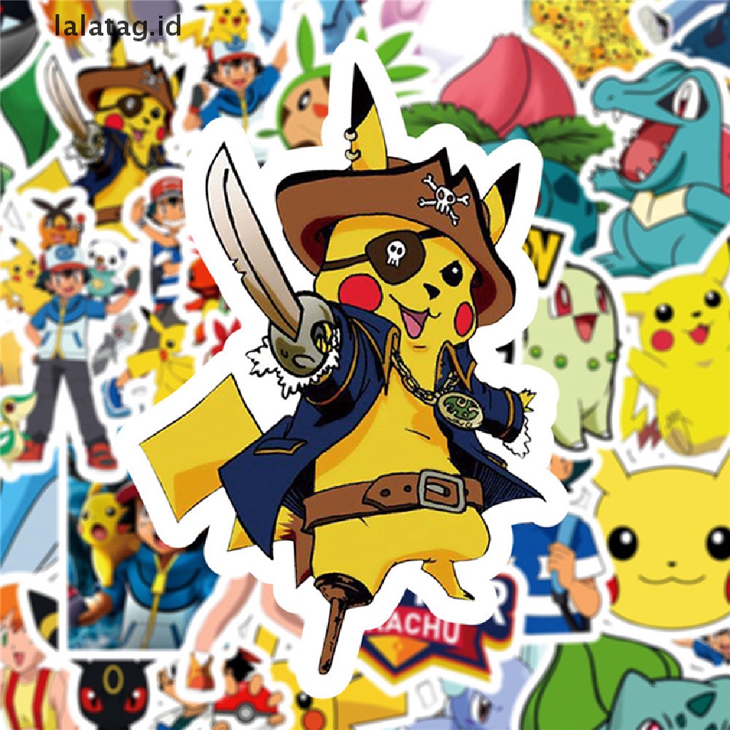 [lalatag] 50pcs Stiker Doodle Pokemon Lucu Kartun Tahan Air Stiker Koper Laptop [ID]