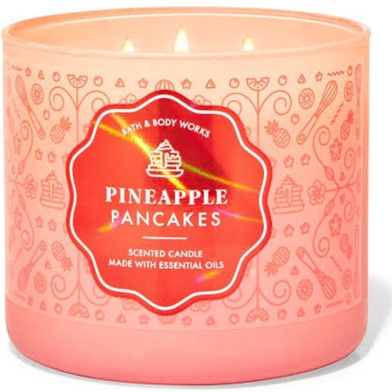 BATH &amp; BODY WORKS BBW PINEAPPLE PANCAKES 3 WICK SCENTED CANDLE 411 G LILIN WANGI 3 SUMBU UKURAN BESAR PENGHARUM RUANGAN