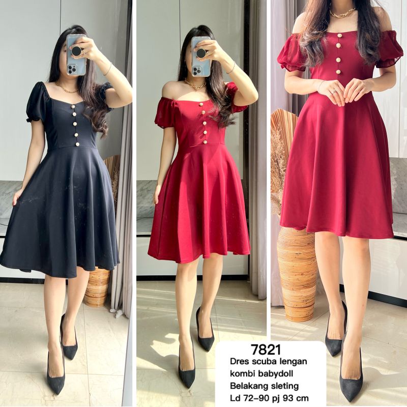 DRES SCUBA LENGAN BABYDOLL MV-7821 IMPORT