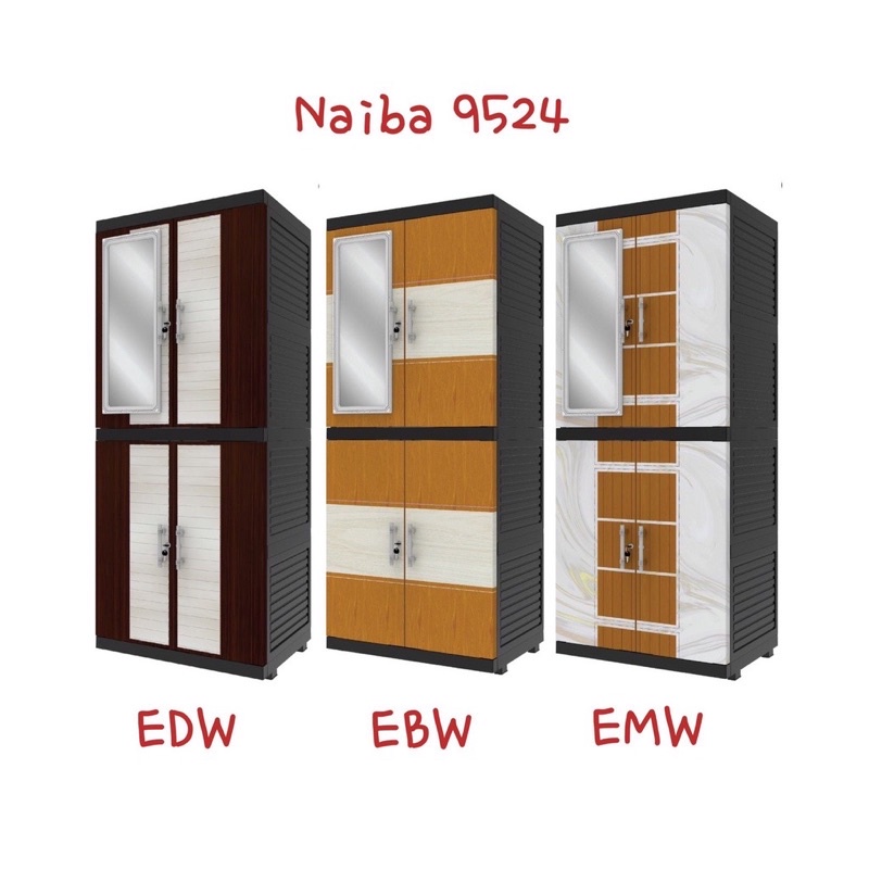 NAIBA - Lemari MSC Naiba Fit Ebony Kaca + Kunci (Naiba 9524/9504)