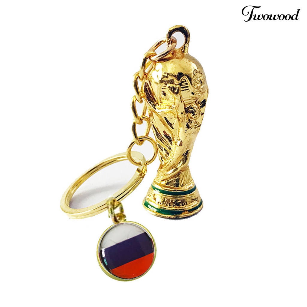 Twowood Gantungan Kunci Piala Dunia Dengan Bendera Negara Bentuk Piala Football World Cup Gift Keychain Untuk Penggunaan Sehari-Hari