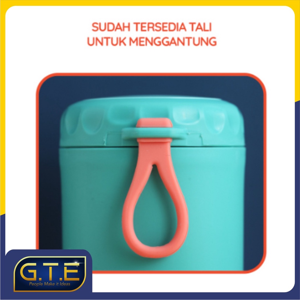 Cangkir Sup Portable Anti Tumpah / Botol Susu Sarapan Oatmeal Portable 400ml dengan Sendok