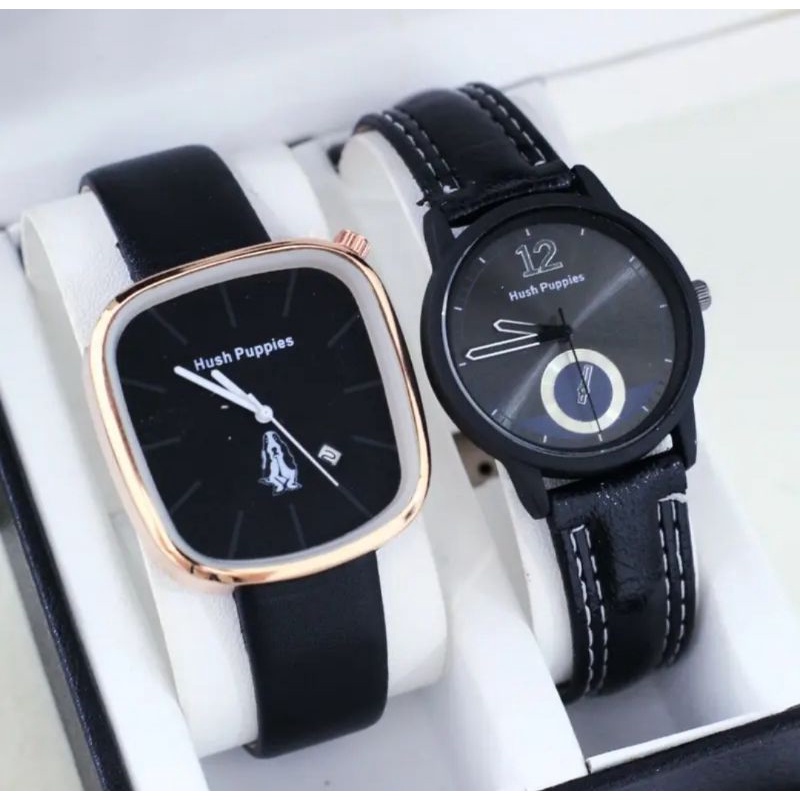 (Cod)Jam Tangan Wanita Buy1 Get1 Hushpuppies Sergi+Bulat Crono of Strap Kulit(Dikirim Jakrta