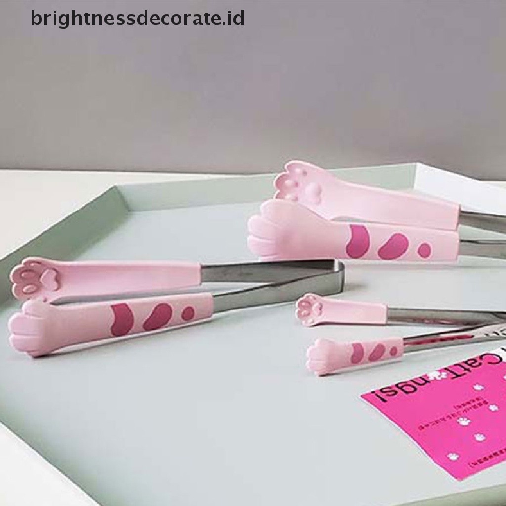 [Birth] Penjepit Makanan Bentuk Kaki Kucing Kartun Lucu Penjepit Makanan Stainless Steel Barbecue Tongs [ID]