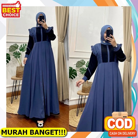 [Cod]Gamis 2 In 1/ Gamis Rompi/ Gamis Terbaru 2022 Cod - Moza Maxy Gamis Muslim Wanita Matt Ceruty B